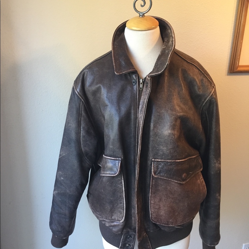 John Ashford distressed leather jacket. Size L